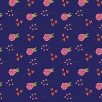 Romantic bright heart rose flowers pattern vector