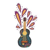 Mexican bright musical instrument guitar scenery vector