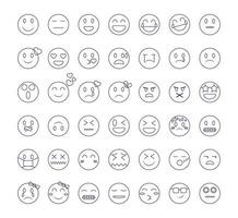 conjunto de emoticonos, colección de expresiones de caras emoji. vector