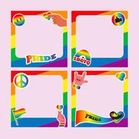 Pride frame. LGBT symbols. Love, heart, flag in rainbow colours, Gay, lesbian parade, Vector  illustration