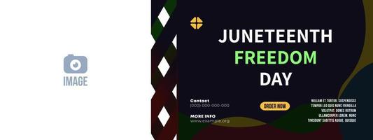 Juneteenth banner abstract, african freedom day. Black background, marketing, advertising. vector