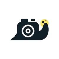 Snail and camera logo design, silhouette style vector