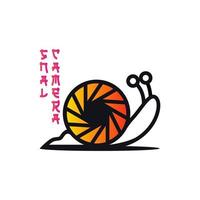 diseño de logotipo de caracol y cámara, estilo japonés vector