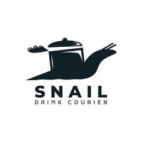 Snail and coffee logo design, silhouette style
