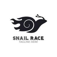 Racer snail logo design, nature animal symbol illustration template, fire