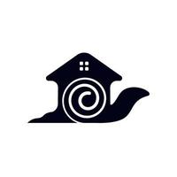 Snail house logo design, animal silhouette symbol illustration template