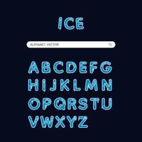 Blue alphabet ice font set. Cool font Playful style typography set for kids, Poster, Invitation. vector illustration, education.