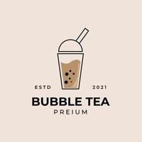 diseño de ilustración de vector de logotipo de té de burbujas