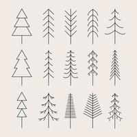 Set of Minimal  line art pine tree icon creative design vector