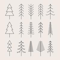 Set of Minimal  line art pine tree icon creative design vector