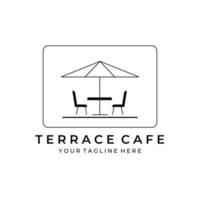 Terrace cafe line art logo vector illustration design