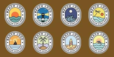 set of beach badge logo vector illustration design