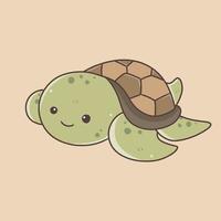cute turtle cartoon character, sea animal underwater illustration and vector