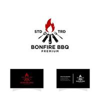 Bonfire Flame Barbecue Grill food Logo vector