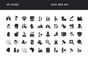 conjunto de íconos simples de sida y vih vector
