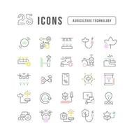 Set of linear icons of Agriculture Technology vector