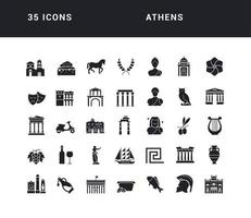 Set of simple icons of Athens