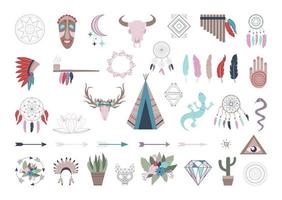 Collection of Illustrations in Boho Style vector