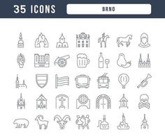 Set of linear icons of Brno vector