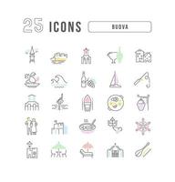 Set of linear icons of Budva vector