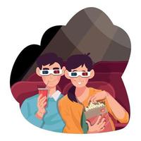 Young Couple at the Cinema vector