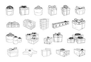 presentar ilustraciones de cajas en estilo de tinta de arte vector