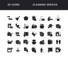 conjunto de iconos simples de servicio de limpieza vector