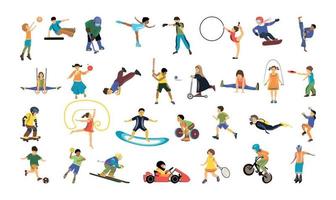 ilustraciones con niños deportistas vector