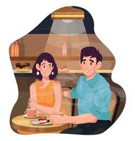 Young Couple in a Cafe vector