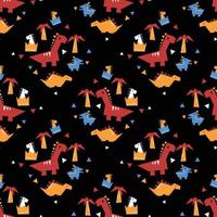 abstract shape dinosaur in fun shape background or fabric pattern for printing vector
