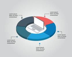 trabajo de plan de negocios con plantilla de computadora portátil para infografía para presentación de 5 elementos vector