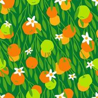 Seamless pattern of blossoming tangerines on tree branches vector