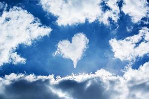 Beautiful blue sky with clouds and a heart photo