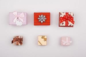 Assembling gifts lie on a white background. photo