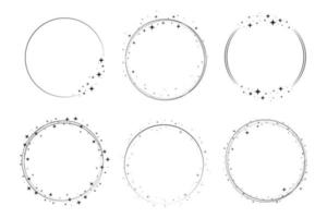 Star circle frame set. Wreath round vector