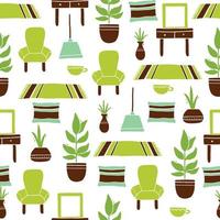 Seamless pattern of living room furniture vector