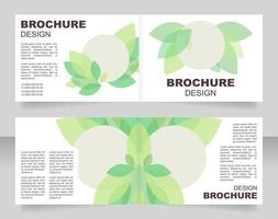 Sustainable agriculture business bifold brochure template design. Half fold booklet mockup set with copy space for text. Editable 2 paper page leaflets