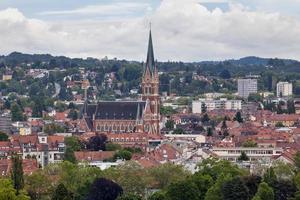 Aerial view of the Herz-Jesu-Kirche in Graz photo