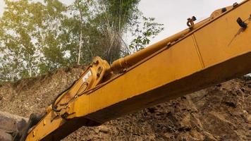 Excavators at the mine site. The process of dredging mining materials to be processed into building materials photo