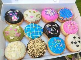 donuts of various flavors photo