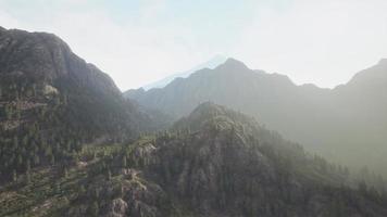 Mountain range with valley and forest video