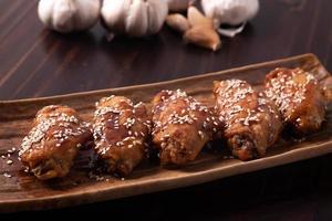 Bonchon fried chicken, Korean fried chicken in a ceramic plate photo