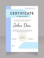 Best brand certificate design template. Vector diploma with customized copyspace and borders. Printable document for awards and recognition. Kanit, Cabin, Dancing Script Bold, Regular fonts used