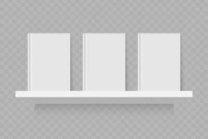 Empty white book on shelf vector