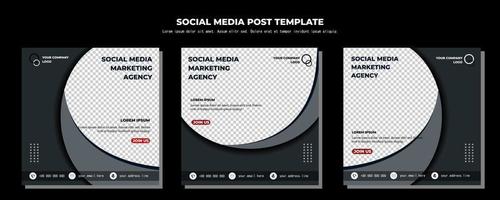 Black Vector Social Media Post Template, vector art illustration and text