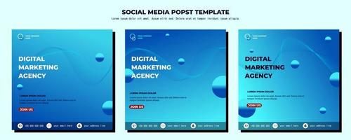 Blue Vector Social Media Post Template, vector art illustration and text