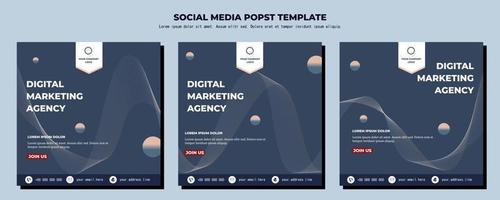 Blue Vector Social Media Post Template, vector art illustration and text