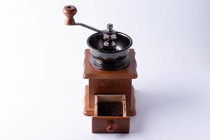 Coffee grinders made of wood and metal photo