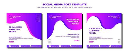 plantilla de publicación de medios sociales de vector blanco púrpura, ilustración de arte vectorial y texto