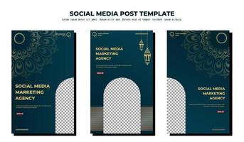 Green Gold Vector Social Media Post Template, vector art illustration and text